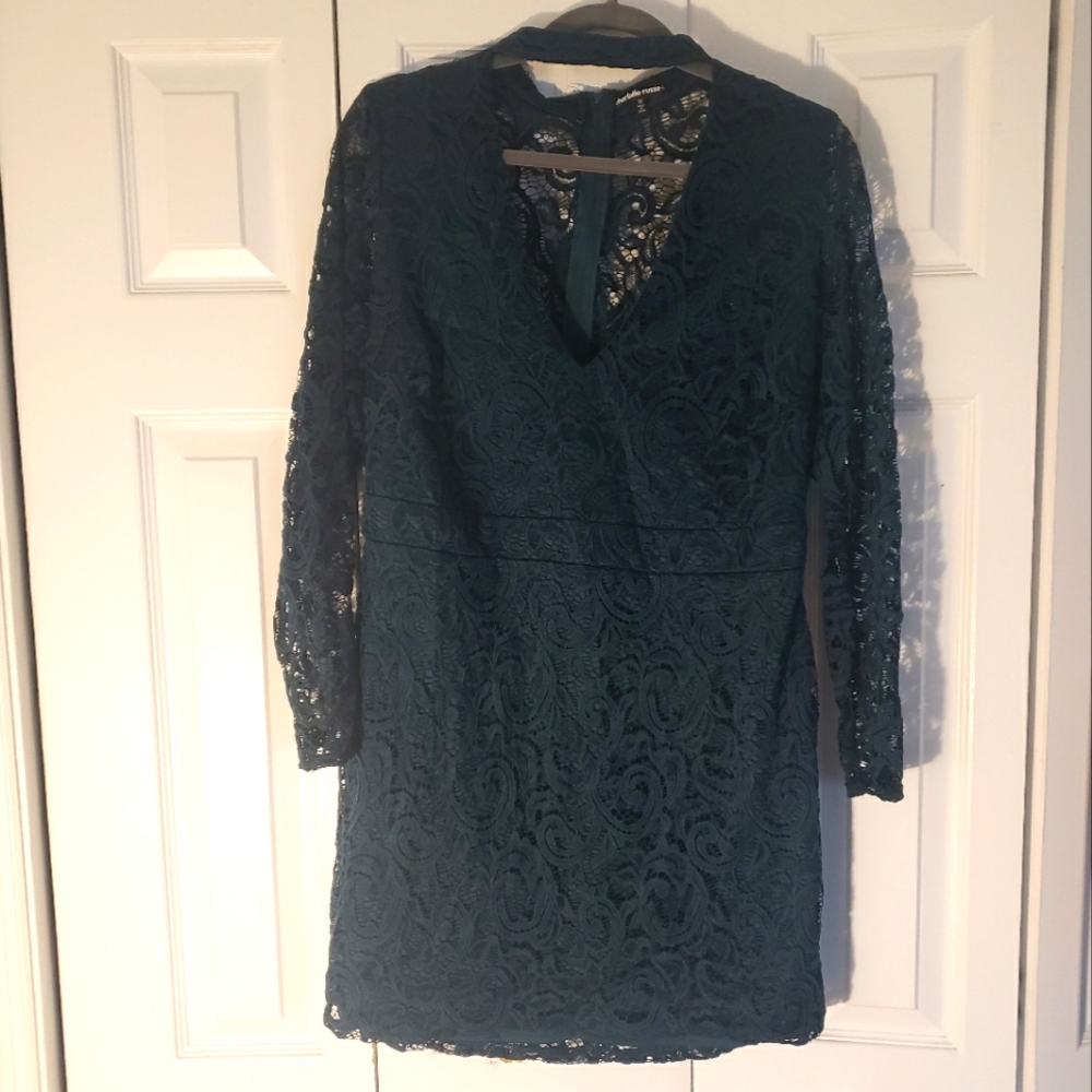 Charlotte Russe Plus dark green lace dress. Size 1x